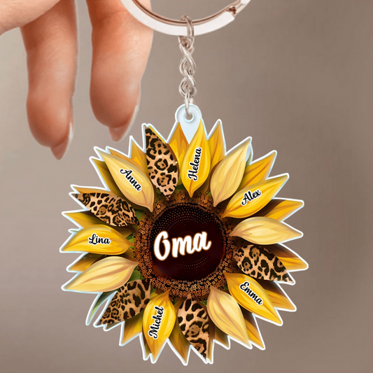 Personalisierter Sonnenblumen-Schlüsselanhänger für Mama und Oma
