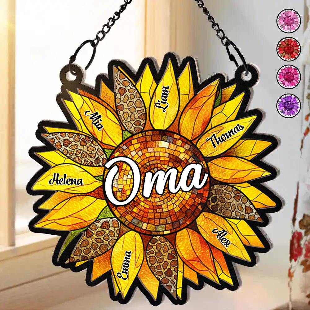 Sonnenblume-Sonnenfänger mit Namen Geschenk für Oma