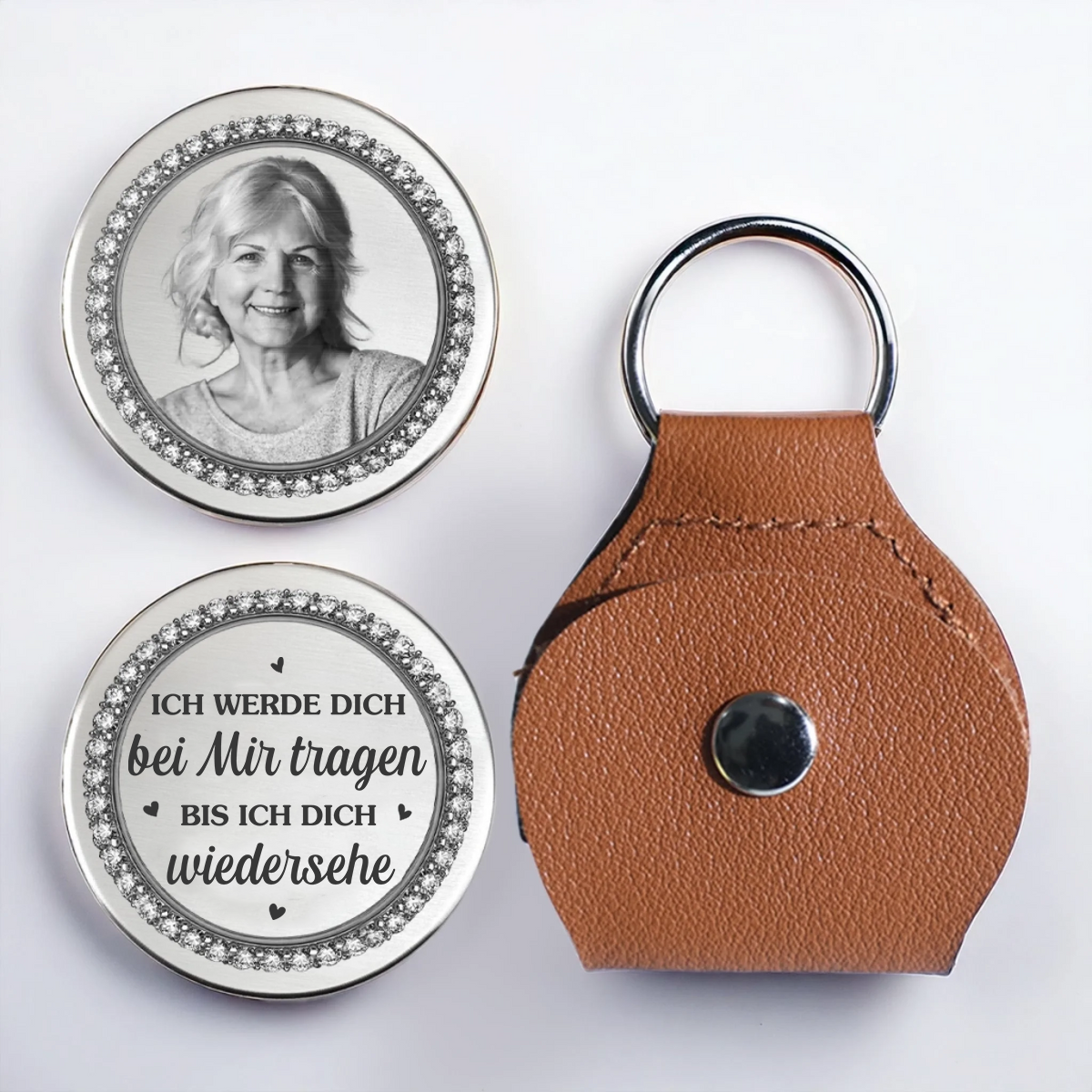 Bis ich dich wiedersehe...Pocket Hug(Taschenumarmung) mit Foto Münze personalisiert Trauergeschenk