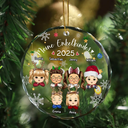 Enkelkinder - Personalisierter Glasanhänger Christbaumschmuk für Opa und Oma