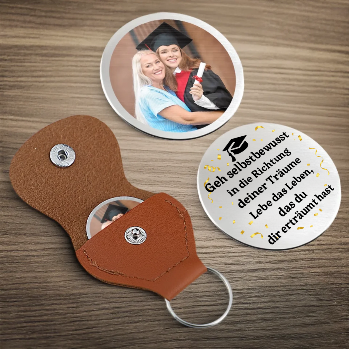 Taschenumarmung mit Foto Abschlussgeschenk