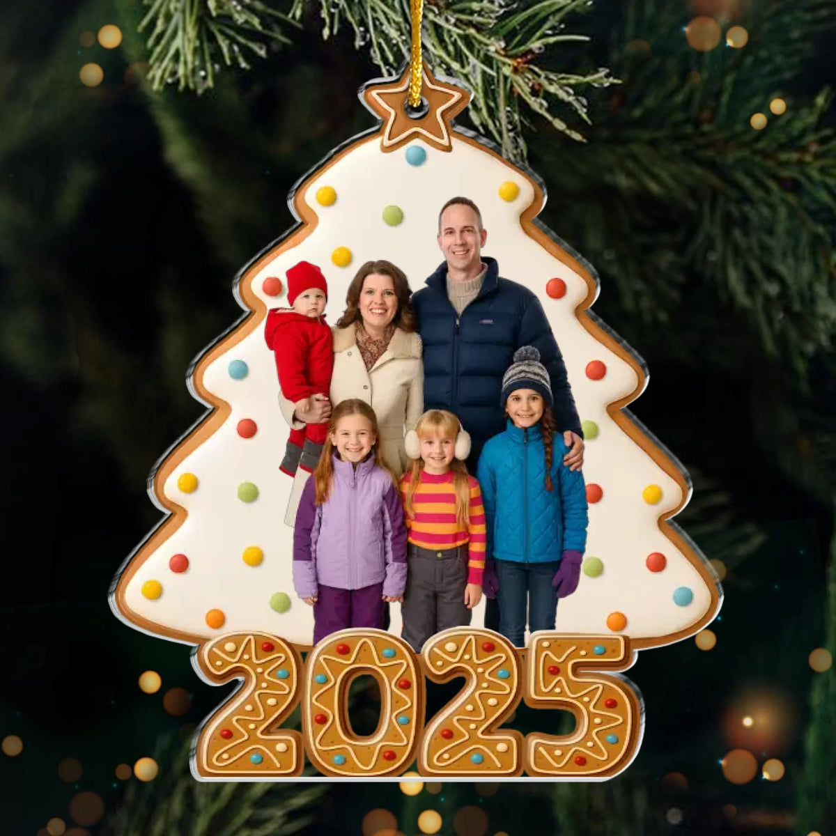 2025-Keks-Foto-Baum Personalisierter Acrylanhänger mit Fotos Geschenk für Familie