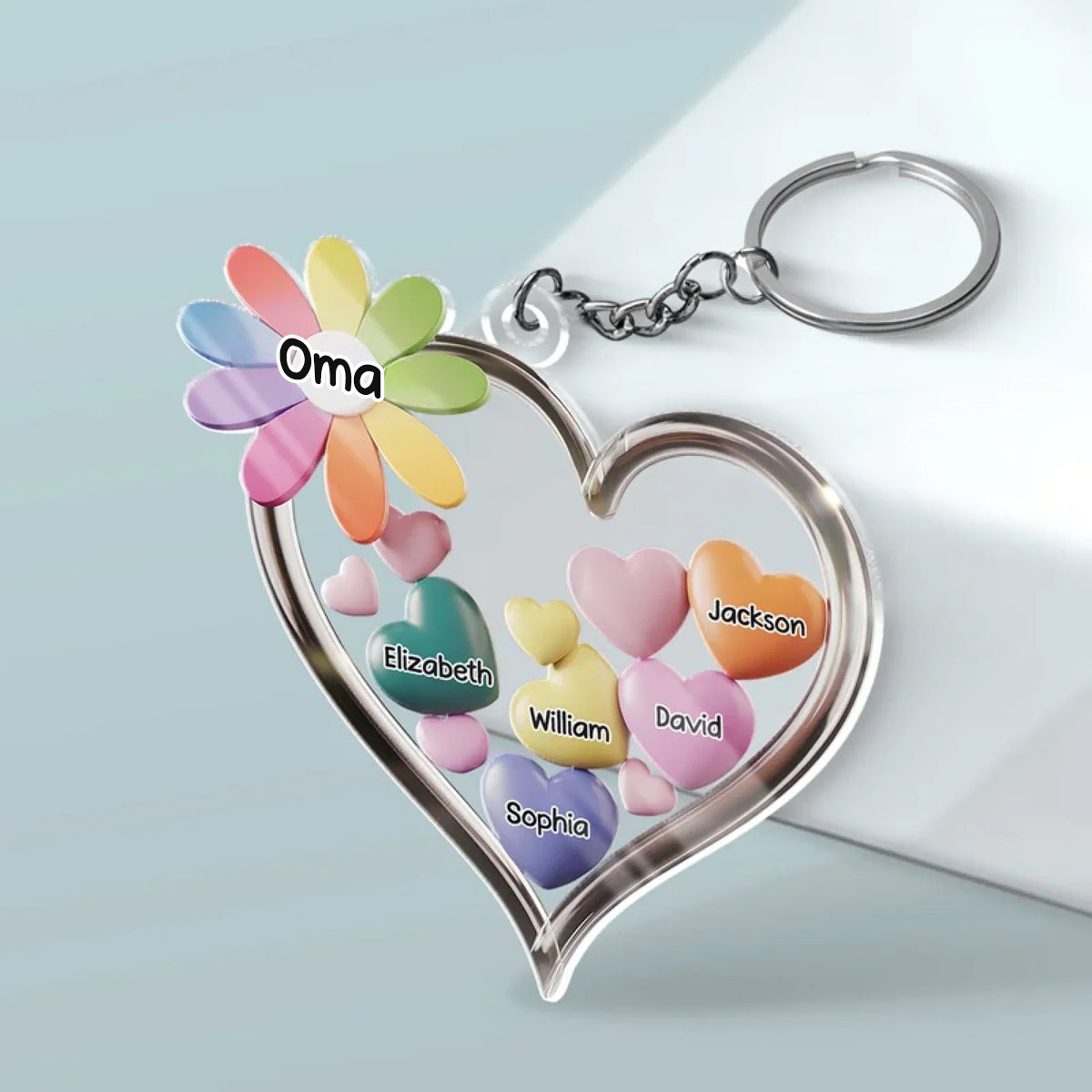 Gemeinsam in Omas Herz Acryl-Schlüsselanhänger mit Herzenmotiv Geschenk für Oma und Mama