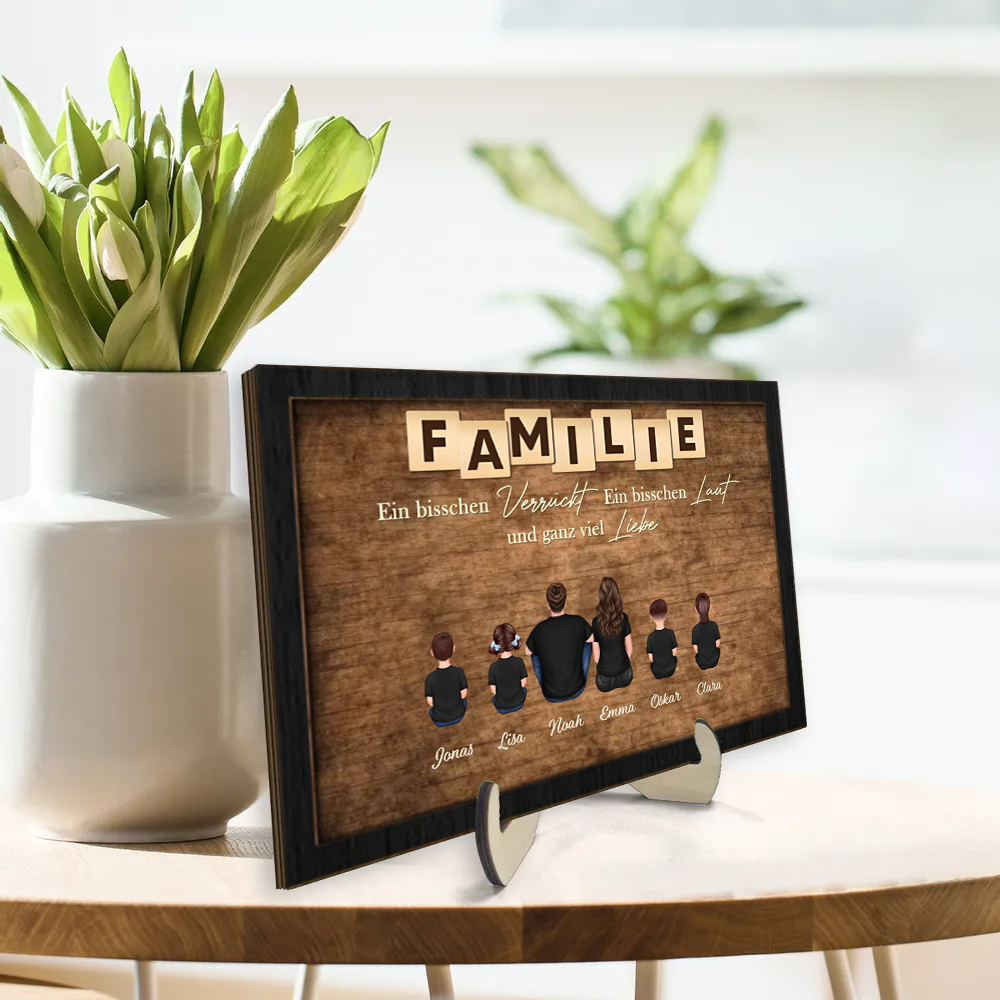 Personalisierte Holztafel mit Familien Geschenk für Papa, Mama, Opa und Oma
