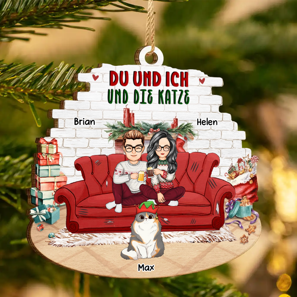 Du und Ich und die Haustiere-Personalisierter Christbaumschmuck für Paare & Tierliebhaber