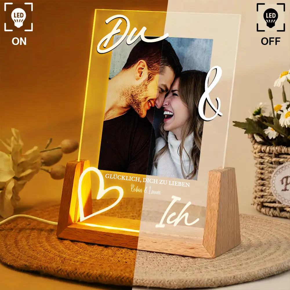 Personalisiertes LED-Nachtlicht mit Foto für Paare – Du & Ich