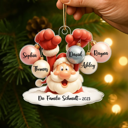 Personalisierter Acrylanhänger mit Weihnachtsmann und Ballons Christbaumschmuck mit 1-9 Namen