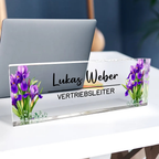 Personalisierter Acrylblock mit Geburtsblumenstrauß und Name, Büro-Geschenk für Kolleginnen & Kollegen