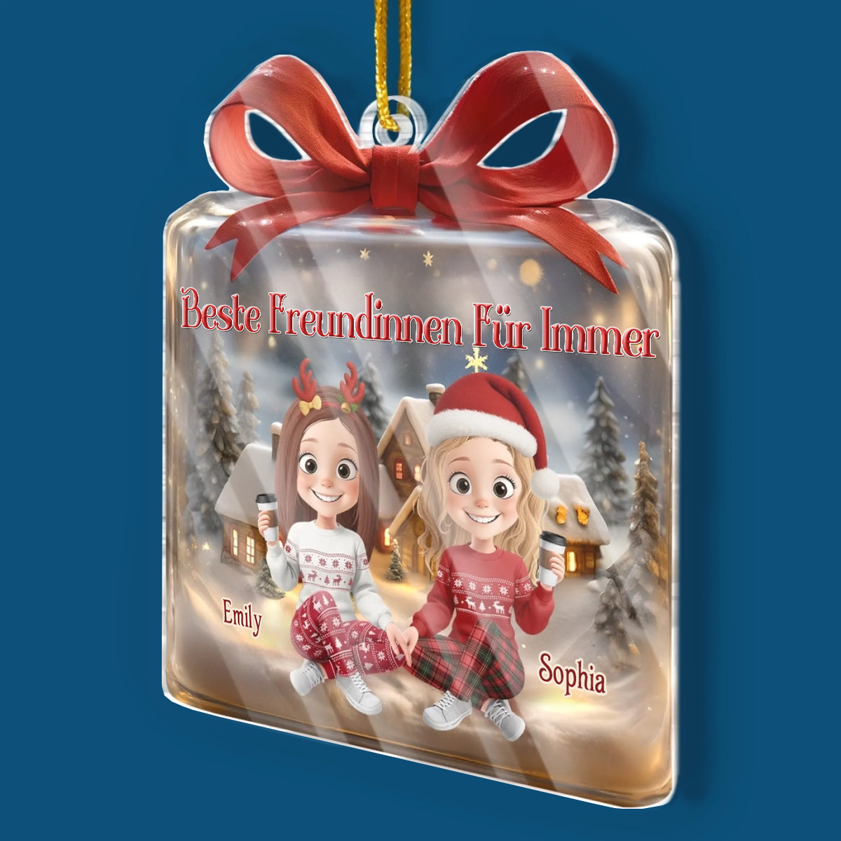 Personalisierter Weihnachtsanhänger aus Acryl Geschenk für beste Freundin und Schwester