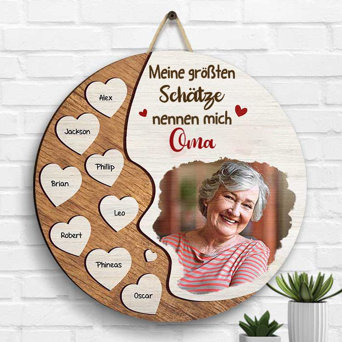 Personalisiertes Holzschild mit Foto und Namen Geschenk für Oma