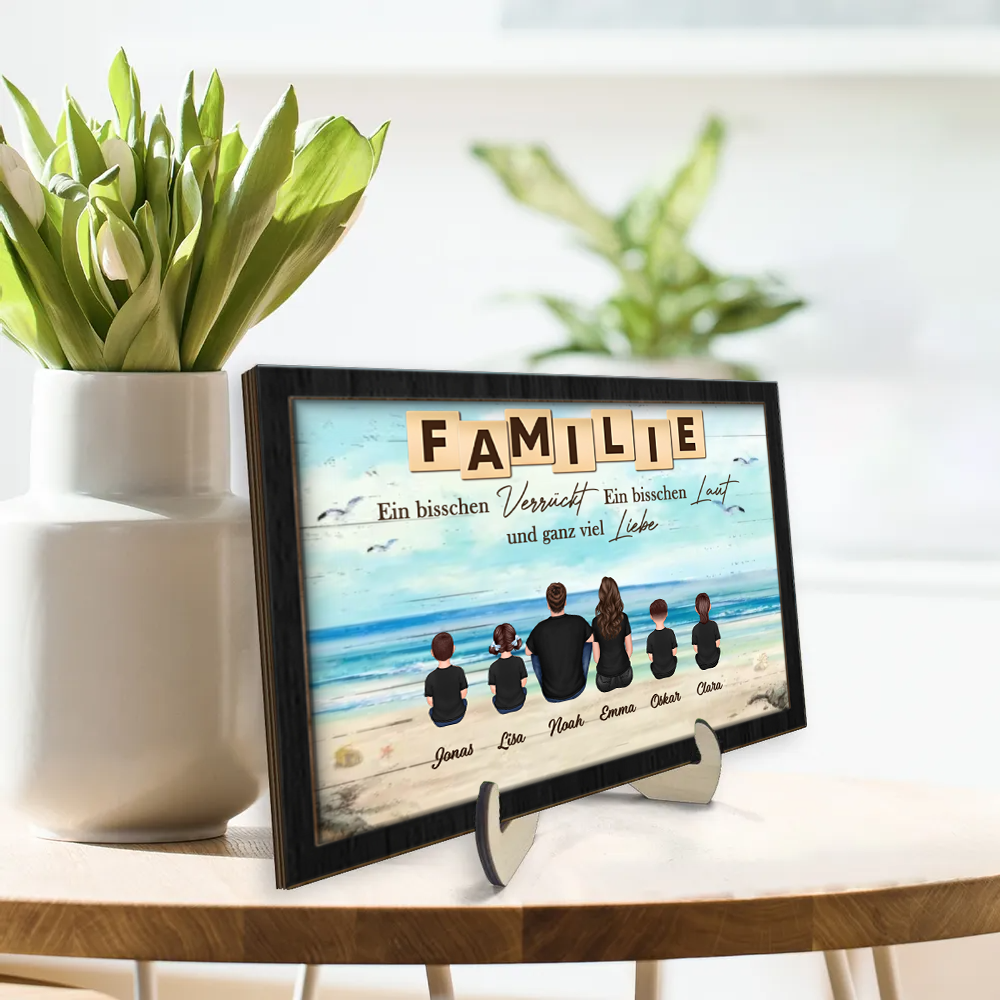 Personalisierter Holzaufsteller mit Familien Geschenk für Papa, Mama, Opa und Oma