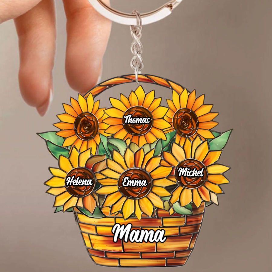Sonnenblumen-Personalisierter Schlüsselanhänger für Mama und Oma