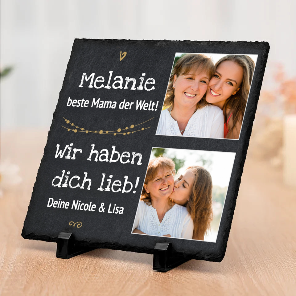 Personalisierte Schieferplatte mit Fotos und Texte Geschenk für Mama, Papa, Oma und Opa