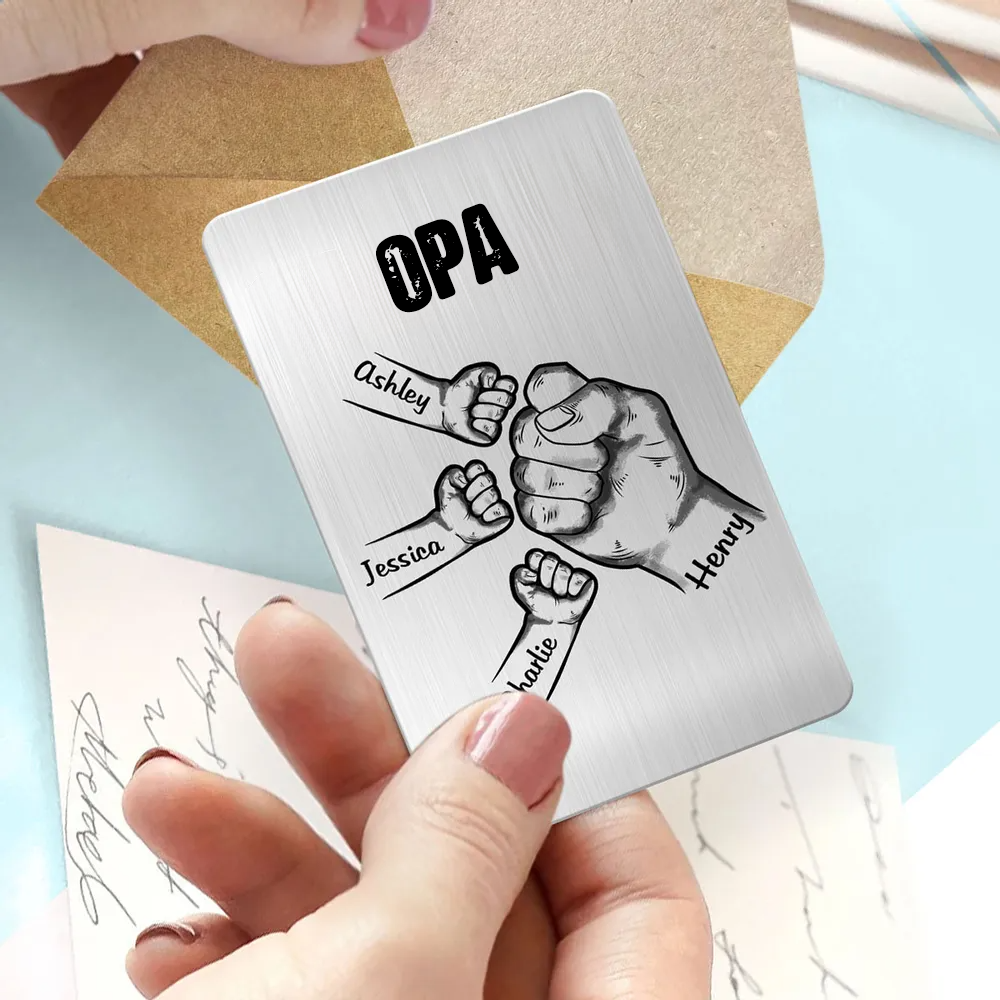 Fausstoß Wallet Card Personalisierte Brieftasche-Karte mit Namen und Text Geschenk für Papa und Opa