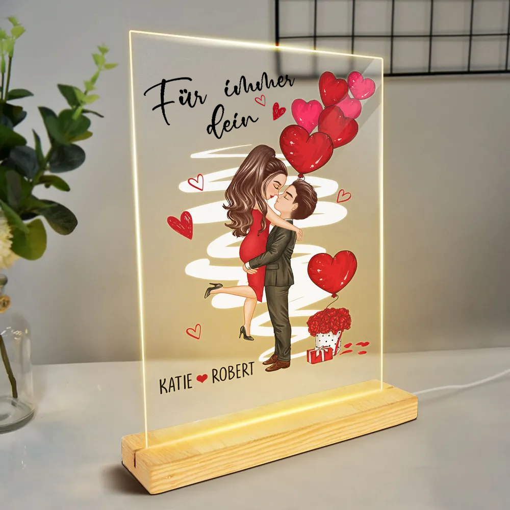 Personalisierte LED-Nachtlicht mit Paar und Ballons