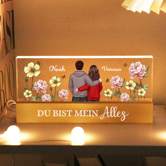 Mann & Frau Personalisiertes LED-Nachtlicht mit Geburtsblumen Geschenk für Paare