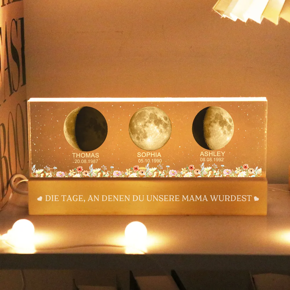 Mondphasen-Personalisierte LED Nachtlicht für Mama und Oma