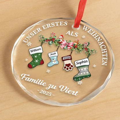 Erstes Weihnachten als Familie zu... Peronalisierter Glasanhänger Christbaumschmuck