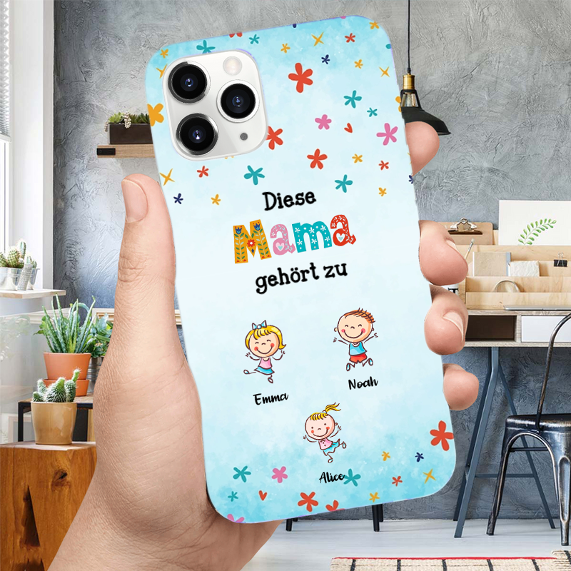 Diese...gehört zu- Blaue Silikonhandyhülle für iPhone und Samsung mit Comicfiguren Geschenk für Mama und Oma