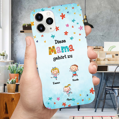 Diese...gehört zu- Blaue Silikonhandyhülle für iPhone und Samsung mit Comicfiguren Geschenk für Mama und Oma