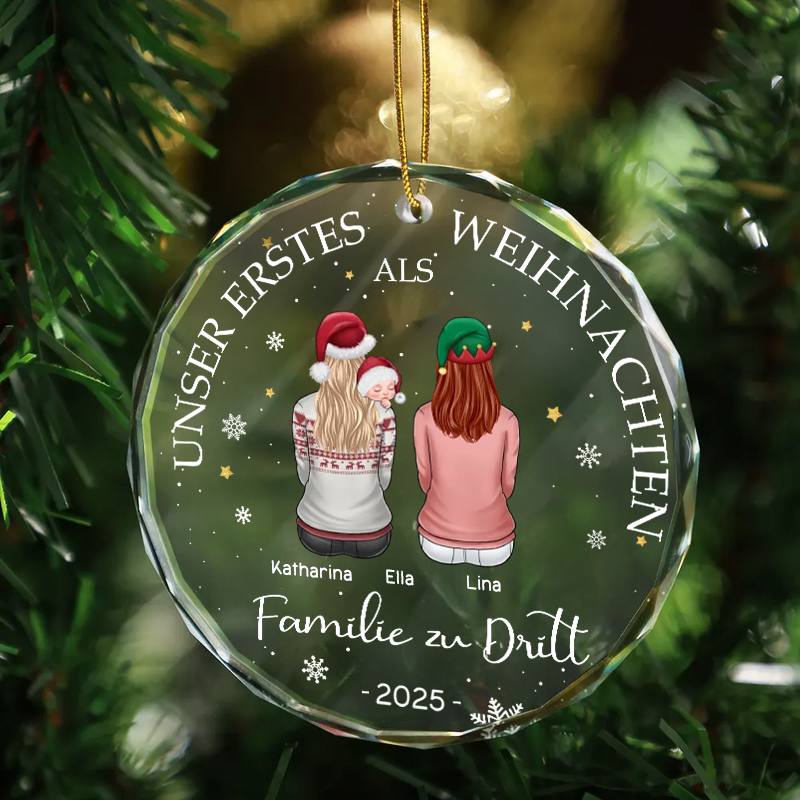 Unser Erstes Weihnachten als Familie zu...Personalisierter Christbaumschmuck mit 2 Frauen/Männer und Baby