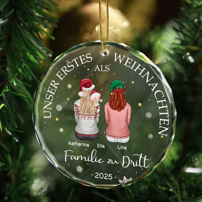 Unser Erstes Weihnachten als Familie zu...Personalisierter Christbaumschmuck mit 2 Frauen/Männer und Baby