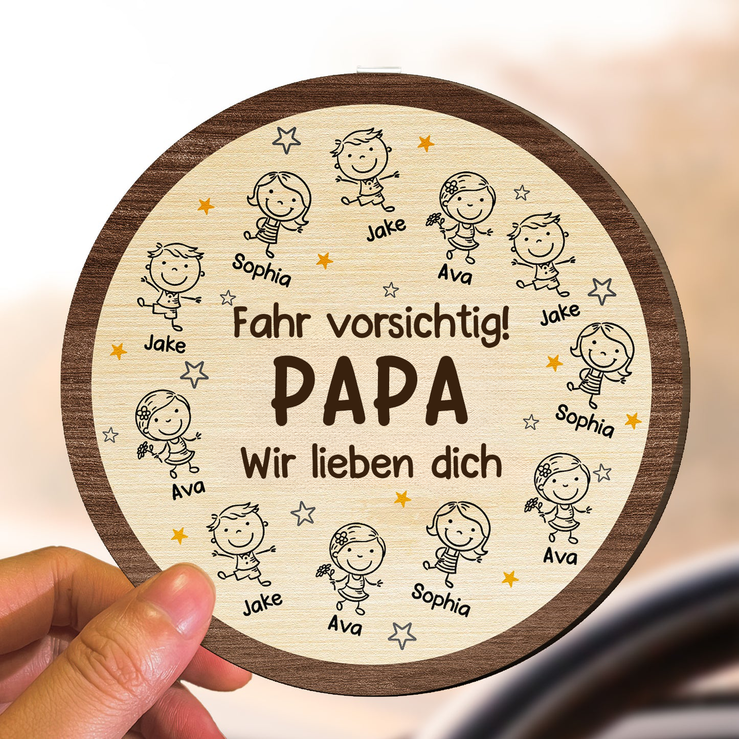 Fahr Vorsichtig Sonnenblendenclip mit Zeichentrickfiguren Geschenk für Papa