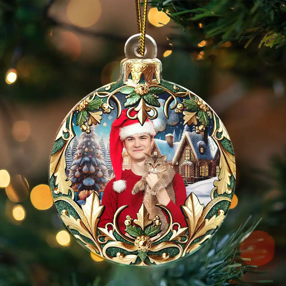 Chrisitbaumschmuck mit Blumenmuster Foto-Ornament für Familie