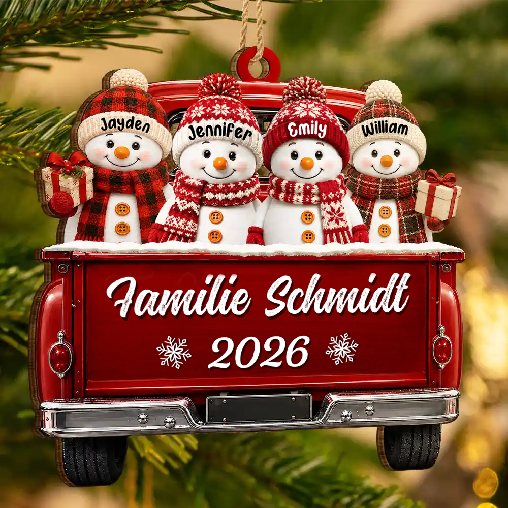Personalisierter Holz-Weihnachtsanhänger – Schneemann-Motiv mit Namen & Text
