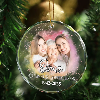 Glasornament mit Foto und Text Personalisierter Christbaumschmuck zur Trauer