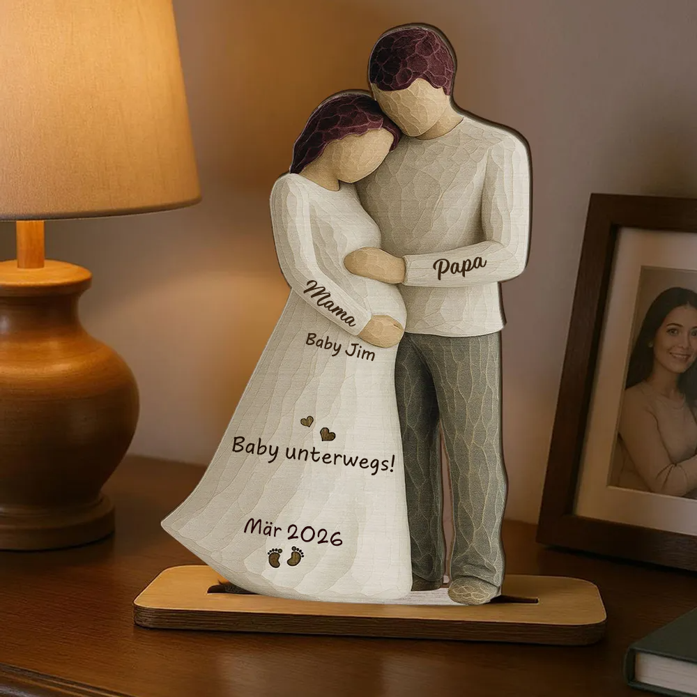 Baby unterwegs-Personalisierter Holzaufsteller mit Namen Geschenk für werdende Mutter