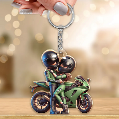 Motorrad-Paar Personalisierter Acryl-Schlüsselanhänger mit Namen