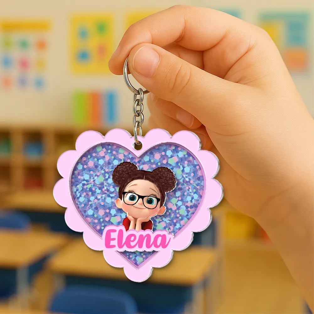 Acryl-Schlüsselanhänger mit Herz Namensschild Geschenk für Kinder