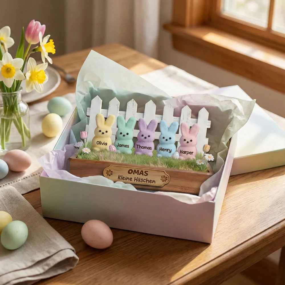Personalisierte Holztafel mit Hasen Geschenk für Oma