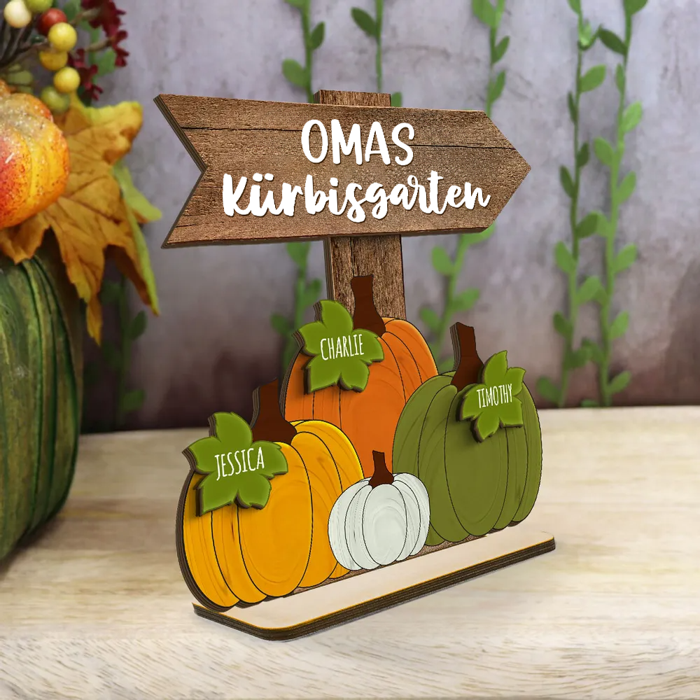 Omas Kürbisgarten Personalisierte Holzplakette mit Namen