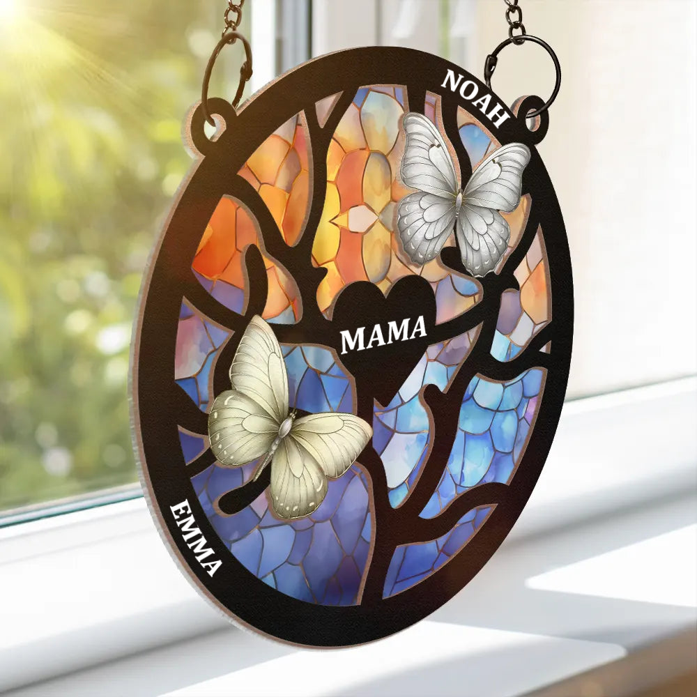 Schmetterlinge-Personlisierter Sonnenfänger mit Namen Geschenk für Oma, Mama und Familie