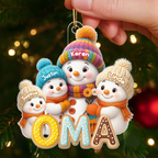 Personalisierter Acryl-Weihnachtsanhänger für Oma – Schneemann-Motiv mit Namen