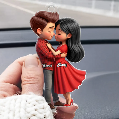 Paar in Rot-Personalisierter Acrylanhänger mit Namen Geschenk für Paar