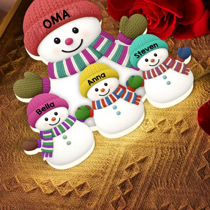 „Weihnachten mit Oma & Opa – Enkelkinder Schneemann Familie“ Personalisierte LED-Lichtbox