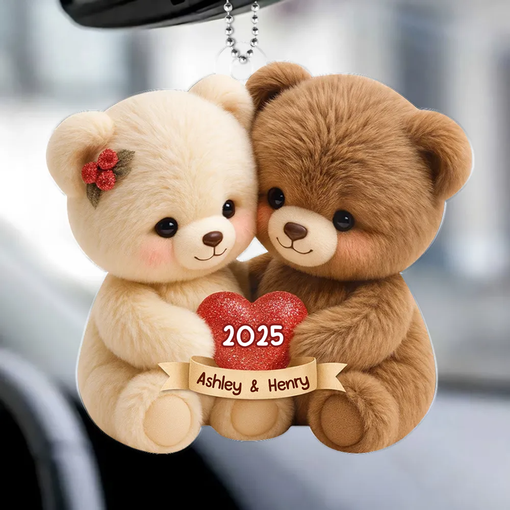 Teddybär-Paar Personalisierter Acrylanhänger mit Namen
