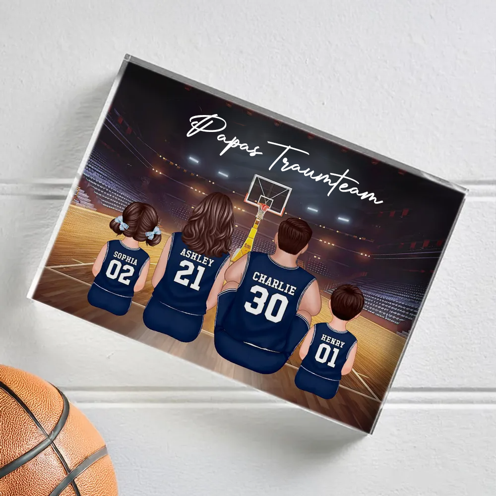 Acrylblock mit Basketballfamilie Geschenk für Papa und Basketballfans