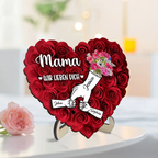 Hand-in-Hand Personalisierter Holzaufsteller mit Rosen Geschenk für Mama und Oma