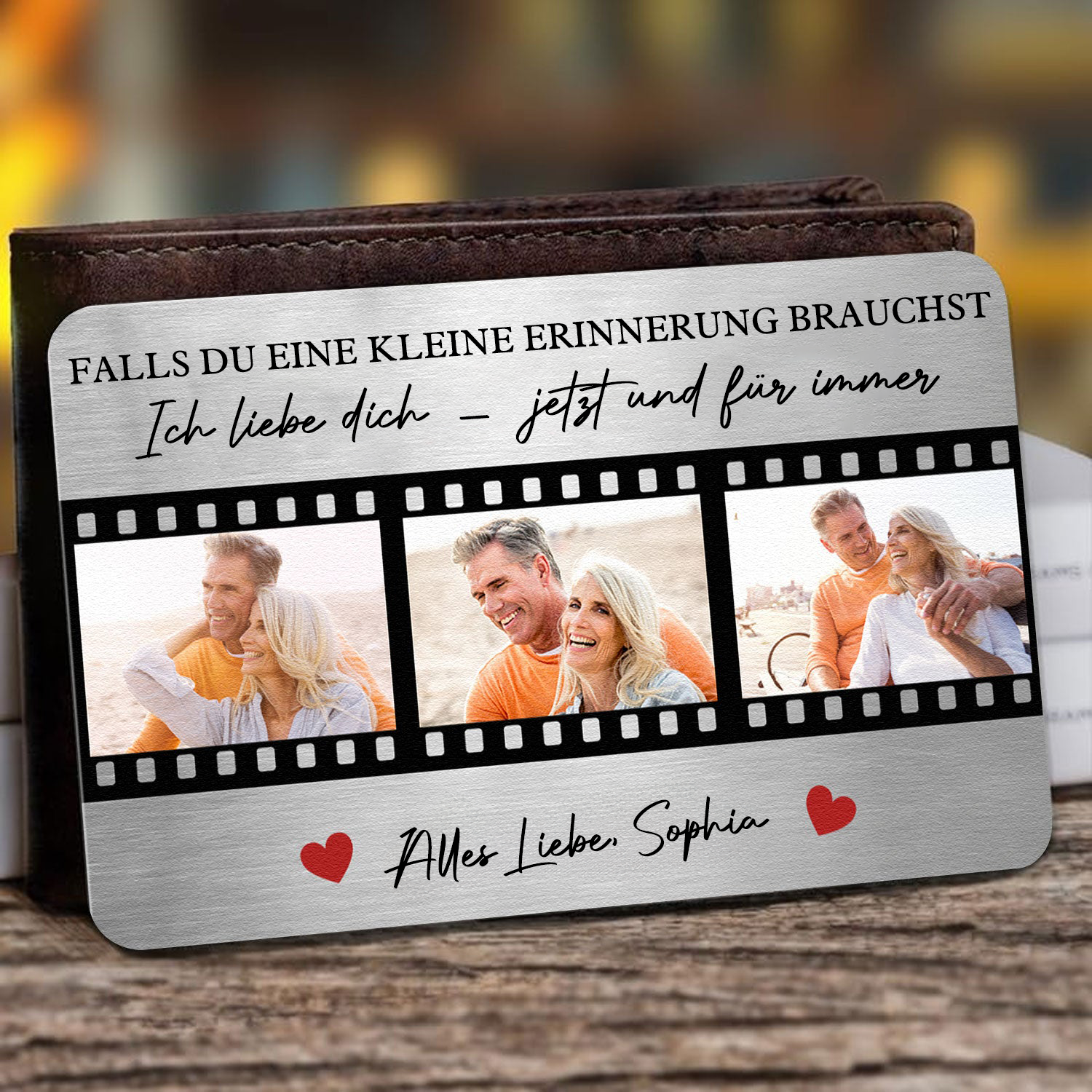 Wallet Card mit Fotos und Gravur Personalisierte -Brieftasche-Karte für Paar und Familie