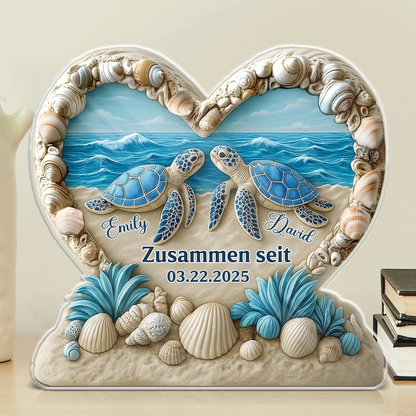 Personalisierte Acryltafel mit Schildkröten Geschenk für Paar