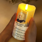 Personalisierte LED-Kerze mit Foto Trauerkerze mit Bäumen