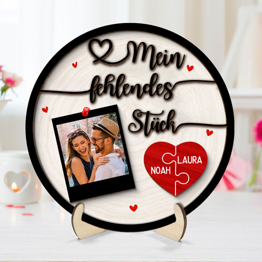 Personalisierte Holztafel -Mein felendes Stück-Geschenk für Paar