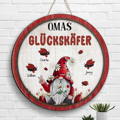 Zwerg und Käfer- Personalisiertes Holzschild für Oma
