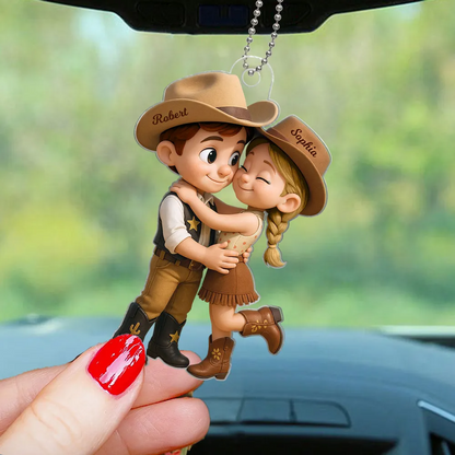 Cowboy Couple-Personalisierter Acrylanhänger mit Namen Geschenk für Paar