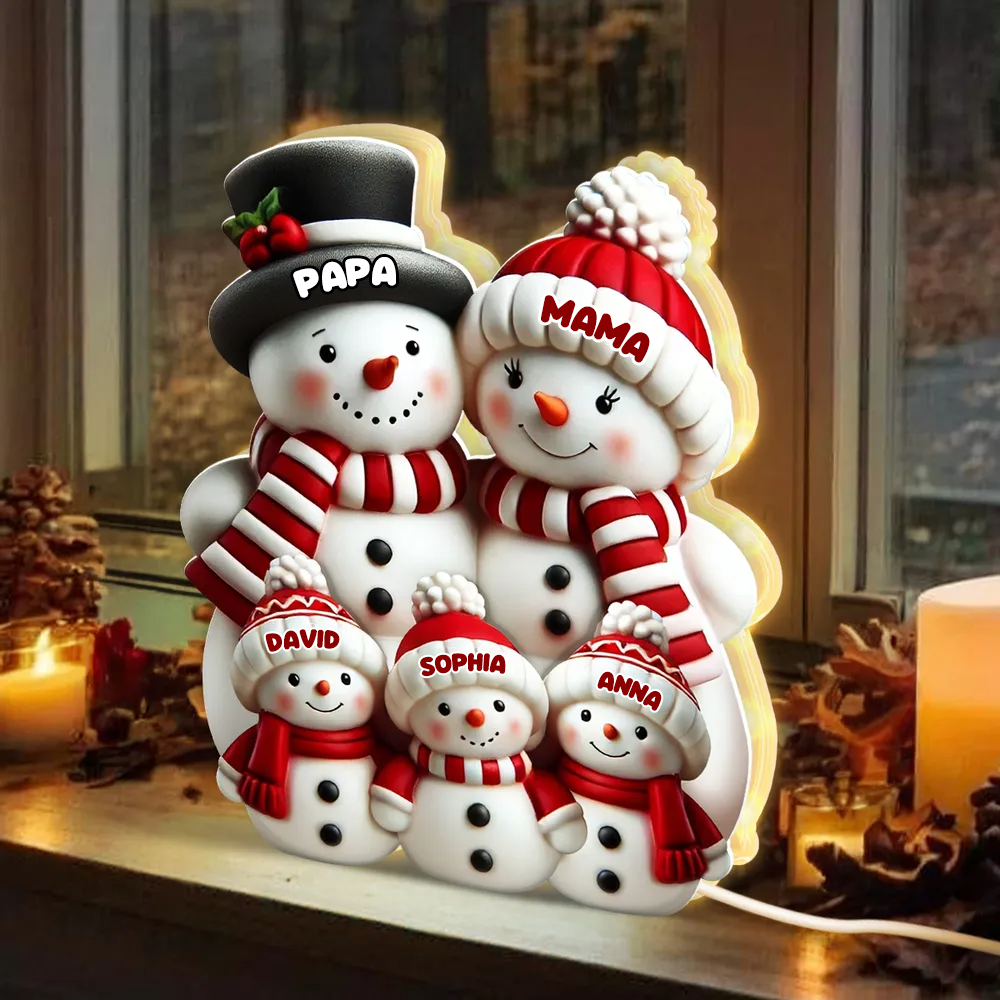 Personalisierte Schneemann-Lichtbox für Eltern, Oma, Opa und Kinder