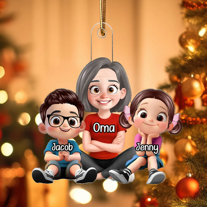 Personalisierter Acryl-Weihnachtsanhänger „Oma & Enkelkinder“